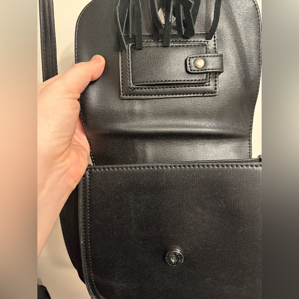 Dirty Ballerina Black Woven Crossbody Bag with Fringe - Picture 6 of 14